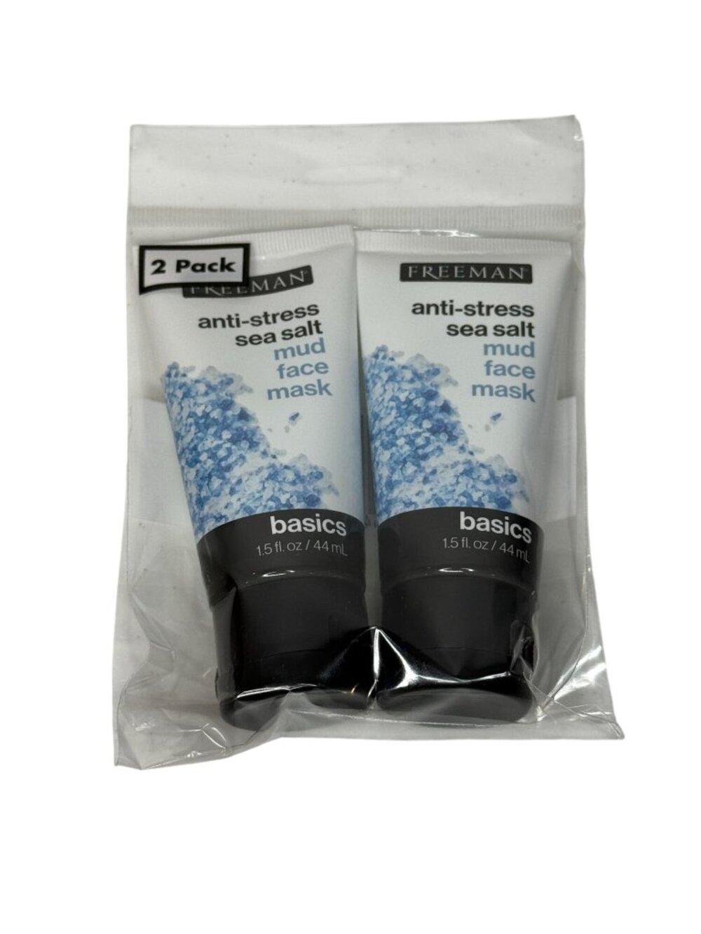 Freeman Anti Stress Sea Salt Mud Face Mask 2 Pack Dead Sea Minerals 1.5 Oz